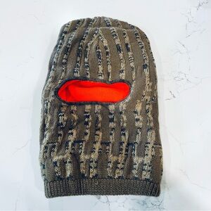 Camouflage Trapper Hat Ski Mask Reversible Full Face Mask Knit Orange Lining